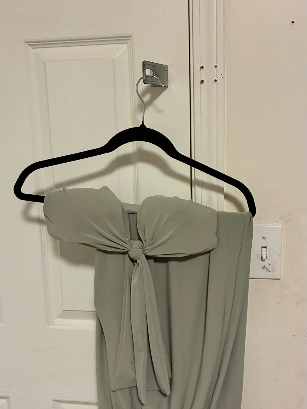Strapless Sage Tie-Front Two Piece Set